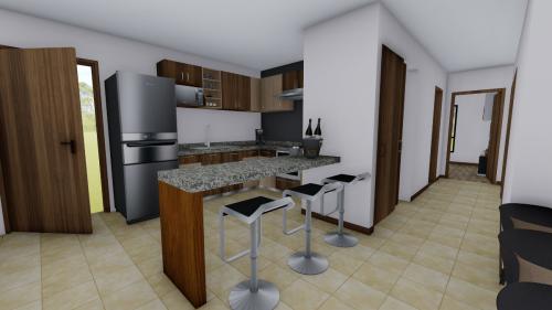 Cocina y pasillo